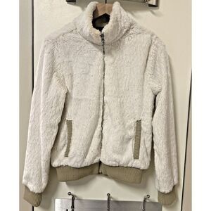 Patagonia Women Sze Small Conejo Faux Fur Bomber Jacket Ivory Outdoor Soft Fuzzy